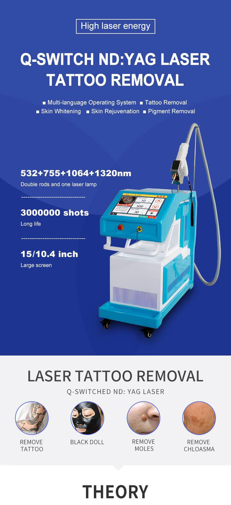 q switched Nd Yag Laser Pico Laser Tattoo Removal machine price